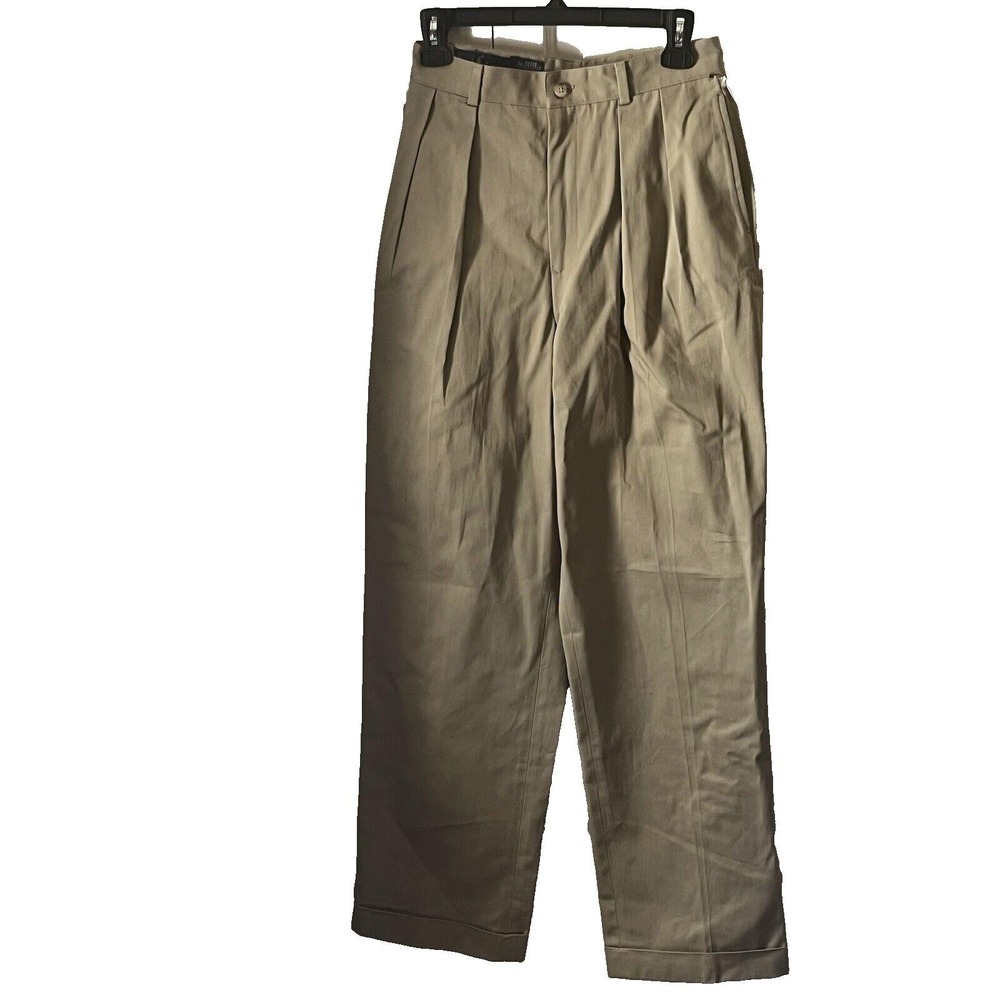 VTG Ralph Lauren Size 10 100% Cotton Twill Taupe Slacks Cuffed High Rise NWT